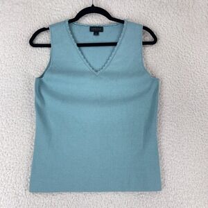Carlisle Collection Blue‎ V-Neck Stretch Tank Top Womens Pullover Size Large